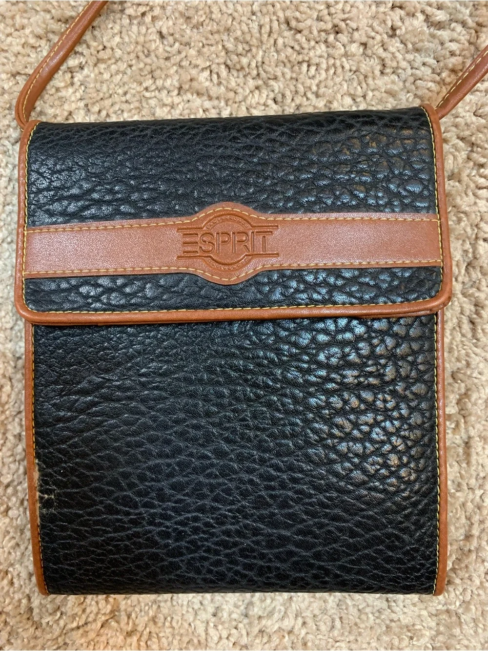 Y2K Esprit Black and Brown Crossbody Shoulder Bag